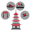 Pagoda traditional building japanese architecture emblem icons