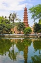 Pagoda of Tran Quoc temple with reflection