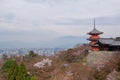 Pagoda in UNESCO Kiyomizu-dera Buddhist Temple overlooking Kyoto, Japan Royalty Free Stock Photo