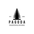 pagoda vintage logo icon minimalist vector illustration design