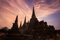 Pagoda at wat phra sri sanphet temple at twilight.