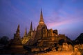 Pagoda at wat phra sri sanphet temple at twilight.