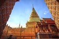 Pagoda of wat prathat hariphunchai lumphun northern of thailand