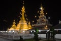 Pagoda White Of Wat Chong Klang And Wat Chong Kham At Dusk. Mae