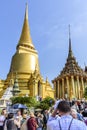 Pagodas & tourists, Grand Palace & Temple of the Emerald Buddha, Bangkok, Thailand