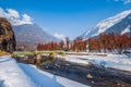 Beautiful View of Betab Valley during winter season, near Pahalgam, Kashmir, India Royalty Free Stock Photo