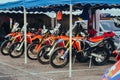 Motorcycles at the parking space at the event Royalty Free Stock Photo