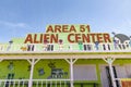 Area 51 Alien Center convience store and gas station on highway from Vegas to Death Valley with alien decor Royalty Free Stock Photo