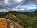 Pai canyon asia sunset thailand over trees mountains north hills sandstone sudown sun shine lights blue moving