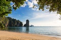 Pai Plong Centara beach and seascape view on cliffs in sea  water in Ao Nang Royalty Free Stock Photo