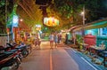 Walking street of Pai in evening, Thailand