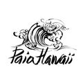 Paia Hawaii Lettering brush ink sketch handdrawn serigraphy print