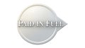 Paid in full metallic stamp graphic with arrow element isolated on white Royalty Free Stock Photo