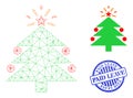 Paid Leave Distress Seal and Web Network Christmas Fir Tree Vector Icon