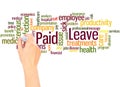 Paid Leave word cloud hand writing concept