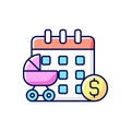 Paid maternity leave RGB color icon