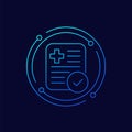 paid medical bill icon, linear design