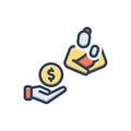 Color illustration icon for Paid Parental Leaves, leaves and money