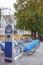 Paid parking for bicycles in the center of Vinnitsa.