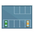 Paid parking top view icon, cartoon style