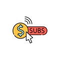 Paid subscription color line icon. Pictogram for web page, mobile app