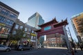 Paifang Monumental gate materializing the entrance to Montreal Chinatown. it is the Chinese ethnic district of montreal