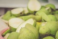 pailful of the ripe cut pears/pailful of the ripe cut pears, selective focus Royalty Free Stock Photo