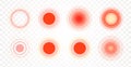 Pain area icon set. Radial red circles. Target flat gradient. Pain spot. Medical symbols collection for pharmacy