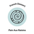 Pain aux raisins. Vector illustration decorative design