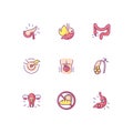 Pain in belly RGB color icons set Royalty Free Stock Photo