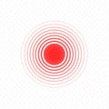 Pain circle. Isolated bold vector red ring from thin to thick. Symbol throbbing pain. Vector illustration on green