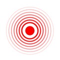 Pain circle red icon for medical painkiller drug medicine. Vector red circles target spot symbol for pill medication