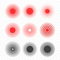 Pain circle set of bold and thin red ring. Symbol of pain. For your medical design. Vector illustration. Vector