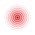 Pain circle wave. Target icon. Red effect pulse isolated on white background. Signal radar. Pattern sonar. Vibration line design Royalty Free Stock Photo