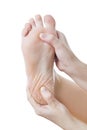 Pain in the female foot Royalty Free Stock Photo