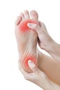 Pain in the female foot Royalty Free Stock Photo
