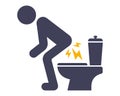 pain when going to the toilet. intestinal gases. icon man goes to the restroom. Royalty Free Stock Photo