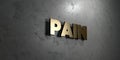 Pain - Gold sign mounted on glossy marble wall - 3D rendered royalty free stock illustration