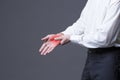 Pain In Hand, Joint Inflammation, Carpal Tunnel Syndrome On Gray Background