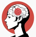 Pain in the head, brain and synapses, cognitive problems, mental deficit. Aneurysm. Face side view Royalty Free Stock Photo