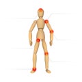Pain infographics. Wooden female or male mannequin for drawing and place for your text Royalty Free Stock Photo