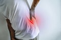 Pain in the joint of the shoulder, back, arm. Muscle and bone pain in the body on a blank white background background.