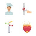 Pain, kitchen, profession and other web icon in cartoon style., fire, love, desire icons in set collection.