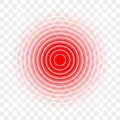 Pain red circle painkiller ache target vector icon