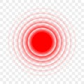 Pain red circle radial target point vector icon