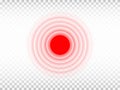 Pain red circle on transparent background. Aching place template. Medicine design element for advertisement or