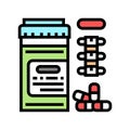 pain reliever pills scoliosis color icon vector illustration