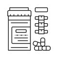 pain reliever pills scoliosis line icon vector illustration