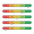 Pain scale, feedback rating customer experience concept, vector buttons in different colors