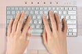 Painful finger while prolonged use of computer keyboard Royalty Free Stock Photo